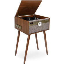 Victrola Century Signature+ Bluetooth 6-in-1 Music Center With Clock & Legs, Walnut