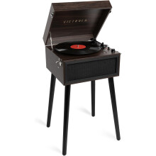 Victrola Liberty 5-in-1 Standing Bluetooth Record Player with 3-Speed Turntable, AM/FM Radio and USB Recording | Espresso | VTA-75-ESP-INT