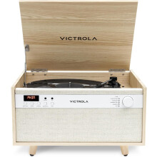 Victrola Century Signature+ Bluetooth 6-in-1 Music Center With Clock, Natural Wood