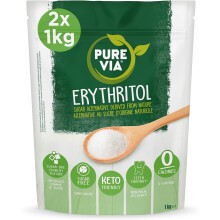 Pure Via Erythritol 2 X 1kg Pack, Zero Calorie & Keto Friendly Sugar Alternative, Non-GMO Certified