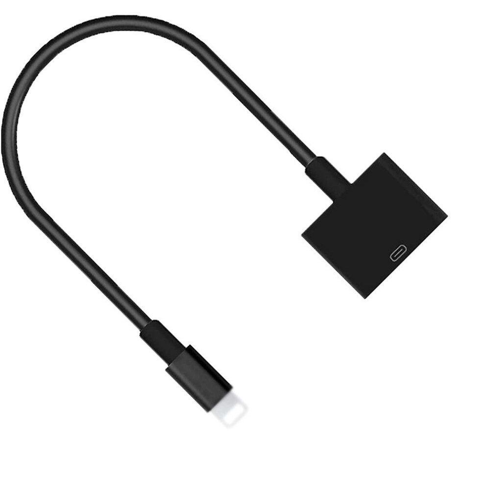 (Black) Lightning To 30-pin Adapter With Cable Cord Sync Converter Charging Support For Iphone 13/13pm/12pm/11 Pm/xs/8p/ipad/ipod