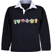 (Black, 24) Unisex Kids' Six Nations Full Sleeve Rugby Jersey