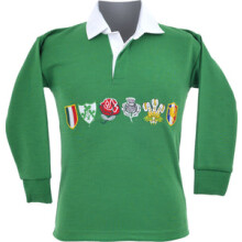 (Green, 30) Unisex Kids' Six Nations Full Sleeve Rugby Jersey
