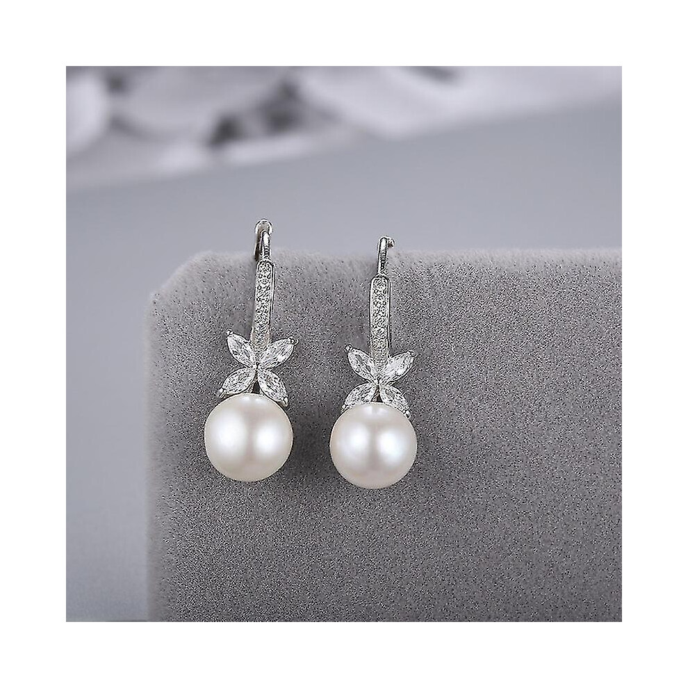 Boucles d'oreilles perles, boucles d'oreilles perles en argent 925, boucles d'oreilles perles Cz pour femmes, 8mm-10mm, cadeau pour femmes