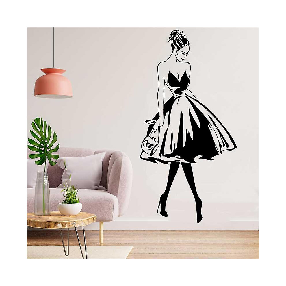(42x83cm, 5 Pink) Wall Decal Woman Face Fashion Style Vinyl Wall Sticker Clothing Boutique Dress Design Wall Poster Beauty Salon Decor Mv11-image-OPC-PFTRQRK-NEW