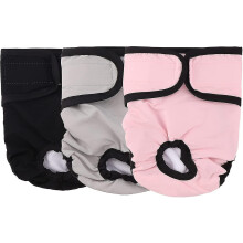 Reusable Dog Diapers, 3 Pack Washable Dog Diapers Adjustable Dog Diapers Absorbent Dog Diapers Physiological Diaper Pants for Different Types Of Pet D