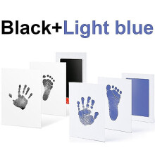 (1 Black 1 Light blue) 2 Set Baby Handprint Footprints Ink Pads Safe Non-toxic No-touch Skin Inkless Inkpad Kits Pet Cat Dog Paw Prints Souvenirs Gifts