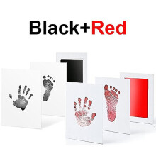 (1 Black 1 Red) 2 Set Baby Handprint Footprints Ink Pads Safe Non-toxic No-touch Skin Inkless Inkpad Kits Pet Cat Dog Paw Prints Souvenirs Gifts