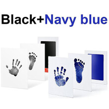 (1 Black 1 Blue) 2 Set Baby Handprint Footprints Ink Pads Safe Non-toxic No-touch Skin Inkless Inkpad Kits Pet Cat Dog Paw Prints Souvenirs Gifts