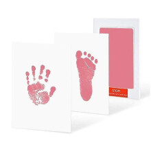 (1 Pink) 2 Set Baby Handprint Footprints Ink Pads Safe Non-toxic No-touch Skin Inkless Inkpad Kits Pet Cat Dog Paw Prints Souvenirs Gifts