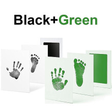 (1 Black 1 Green) 2 Set Baby Handprint Footprints Ink Pads Safe Non-toxic No-touch Skin Inkless Inkpad Kits Pet Cat Dog Paw Prints Souvenirs Gifts