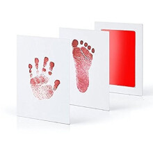 (1 Red) 2 Set Baby Handprint Footprints Ink Pads Safe Non-toxic No-touch Skin Inkless Inkpad Kits Pet Cat Dog Paw Prints Souvenirs Gifts