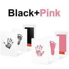 (1 Black 1 Pink) 2 Set Baby Handprint Footprints Ink Pads Safe Non-toxic No-touch Skin Inkless Inkpad Kits Pet Cat Dog Paw Prints Souvenirs Gifts