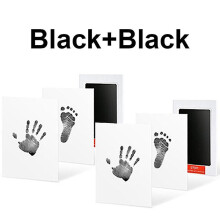 (2 Black) 2 Set Baby Handprint Footprints Ink Pads Safe Non-toxic No-touch Skin Inkless Inkpad Kits Pet Cat Dog Paw Prints Souvenirs Gifts