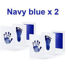 (2 Blue) 2 Set Baby Handprint Footprints Ink Pads Safe Non-toxic No-touch Skin Inkless Inkpad Kits Pet Cat Dog Paw Prints Souvenirs Gifts
