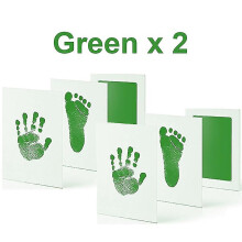 (2 Green) 2 Set Baby Handprint Footprints Ink Pads Safe Non-toxic No-touch Skin Inkless Inkpad Kits Pet Cat Dog Paw Prints Souvenirs Gifts