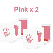 (2 Pink) 2 Set Baby Handprint Footprints Ink Pads Safe Non-toxic No-touch Skin Inkless Inkpad Kits Pet Cat Dog Paw Prints Souvenirs Gifts