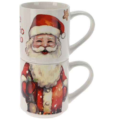 URBN-CHEF 8 Pcs 265ml Tea Coffee Santa Mugs Gift Set Cocoa Stackable Cups Christmas Design 1