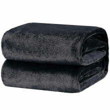 (Black) 200*230cm Black Pink Grey Violet Fleece Blanket Luxury Warm Home Sofa Bed