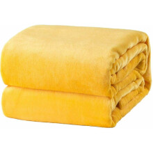 (Yellow) 200*230cm Black Pink Grey Violet Fleece Blanket Luxury Warm Home Sofa Bed
