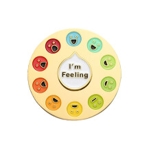 Rotatable Fun Cartoon Mood Brooch Pin with 10 Expressions
