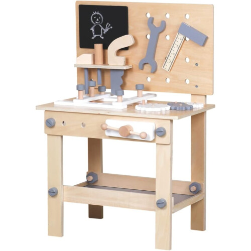 Kids Work Bench And Tools Play Set Wooden Pretend Play Builder