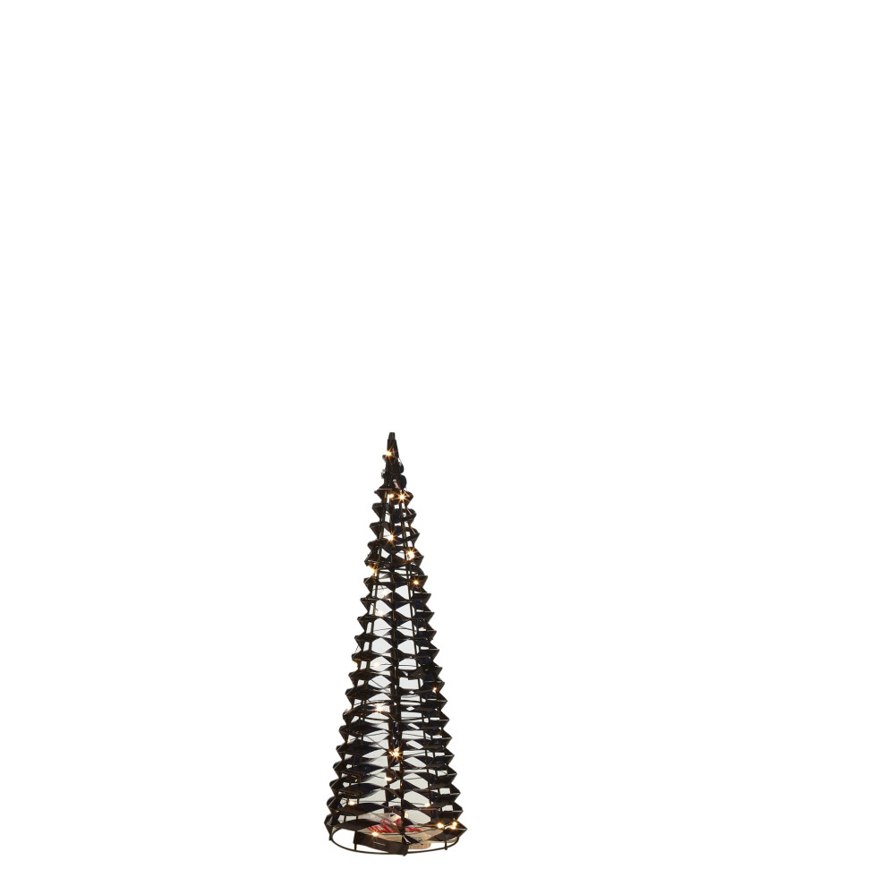 (Black, 40cm) 40/60/80cm Christmas Tree Cone Pyramid LED Fairy Lights Tower Xmas Decoration