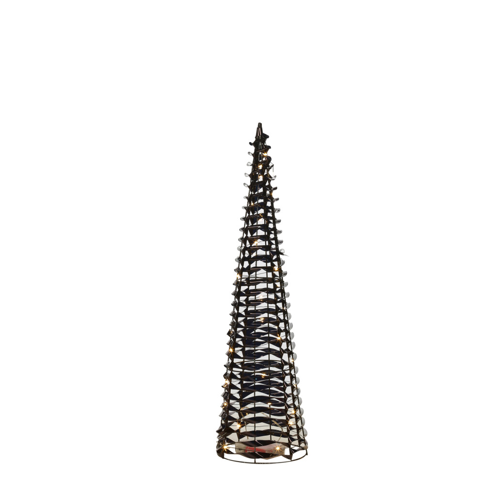 (Black, 60cm) 40/60/80cm Christmas Tree Cone Pyramid LED Fairy Lights Tower Xmas Decoration