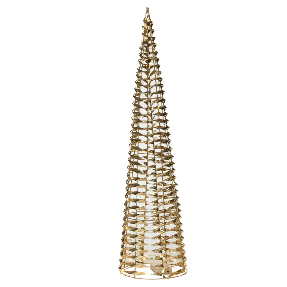 (Gold, 80cm) 40/60/80cm Christmas Tree Cone Pyramid LED Fairy Lights Tower Xmas Decoration