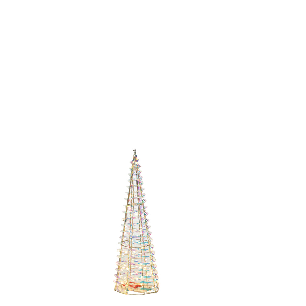 (Iridescent, 40cm) 40/60/80cm Christmas Tree Cone Pyramid LED Fairy Lights Tower Xmas Decoration