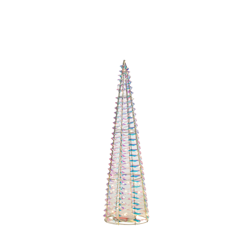 (Iridescent, 60cm) 40/60/80cm Christmas Tree Cone Pyramid LED Fairy Lights Tower Xmas Decoration