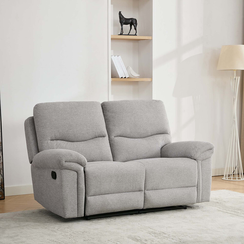 (Light Grey, 2 Seater) Fosse 1,2 & 3 Seater Manual Recliner Sofa