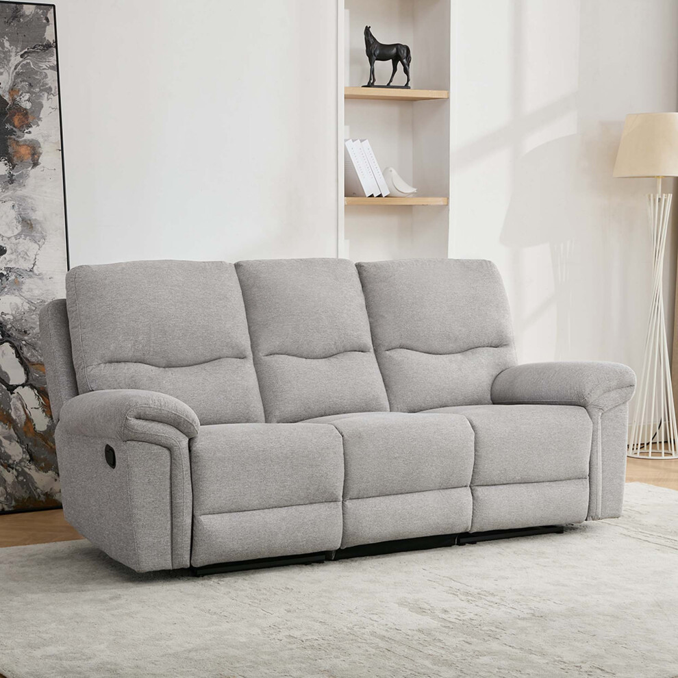 (Light Grey, 3 Seater) Fosse 1,2 & 3 Seater Manual Recliner Sofa