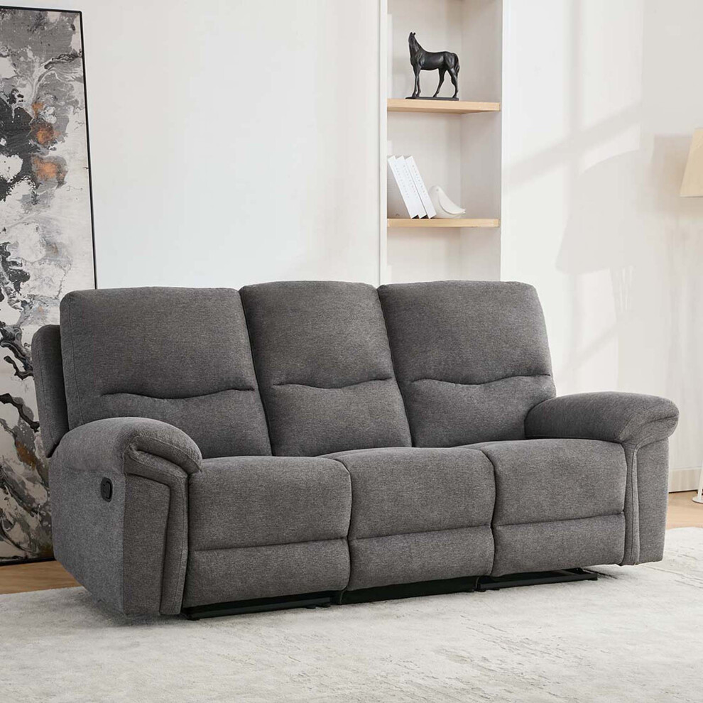 (Dark Grey, 3 Seater) Fosse 1,2 & 3 Seater Manual Recliner Sofa