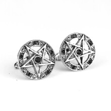 Supernatural Pentagram Cufflinks Antique Red Black Crystal Star Cuff
