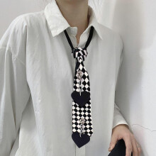 Gothic Tie for Women Chain Punk Necktie Rhinestone Black Punk Uniform Pre-Tied Bow Ties Women's Neck Tie Goth Ties