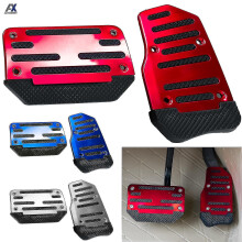 (Red) 2pcs Universal Aluminum Automatic Transmission Car Pedal Cover Brake Fuel Gas Foot Pad Set Kit Pedals Red Blue Silver Non-slip