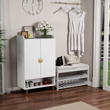 (Medium White Cabinet) Wooden Hallway Shoe Storage Cabinet Modern Hallway Large Display Storage Cabinet