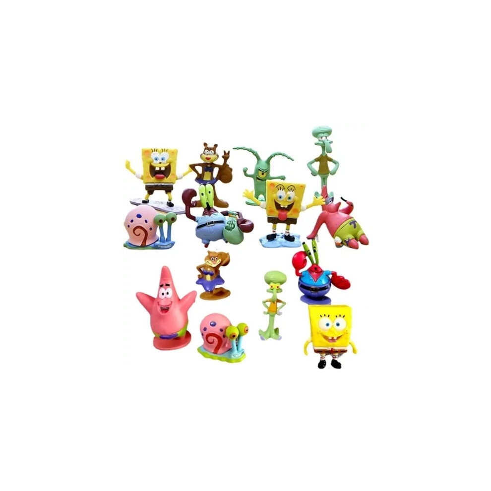 (14PCS) 6-14Pc Set SpongeBob SquarePants Action Figures Collectible Model Toys Kids Gift