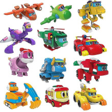 (No Box Pleo) Newest Abs Min Deformation Gogo Dino Action Figures Rex Transformation Car Airplane Motorboat Crane Dinosaur Toys For Kids