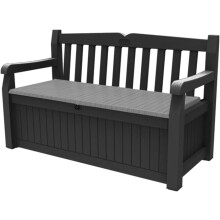 Keter Eden Bench 265L Outdoor 60% recycled Garden Furniture Storage Box Graphite & Light Grey Fade Free | All Weather Resistant