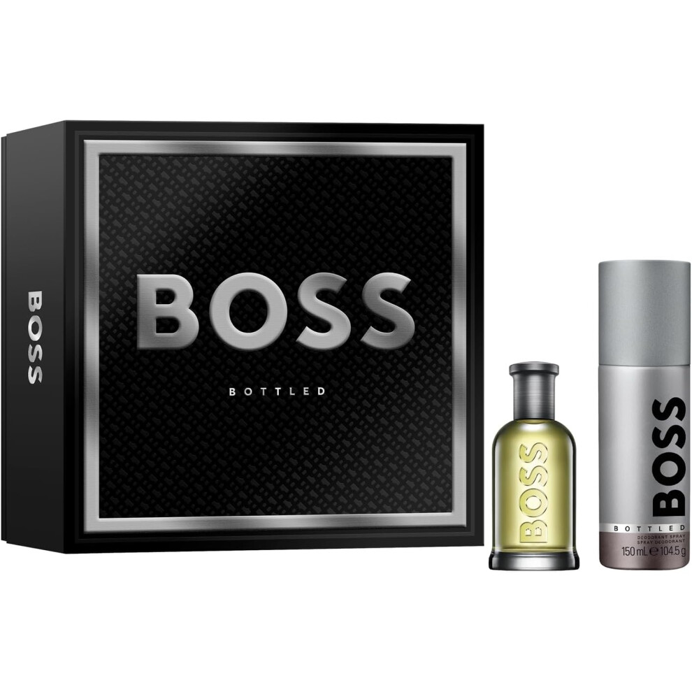 BOSS Mens 2 Piece BOSS Bottled Festive Giftset including an Eau de Toilette 50ml and Mens Spray Deodorant 150ml