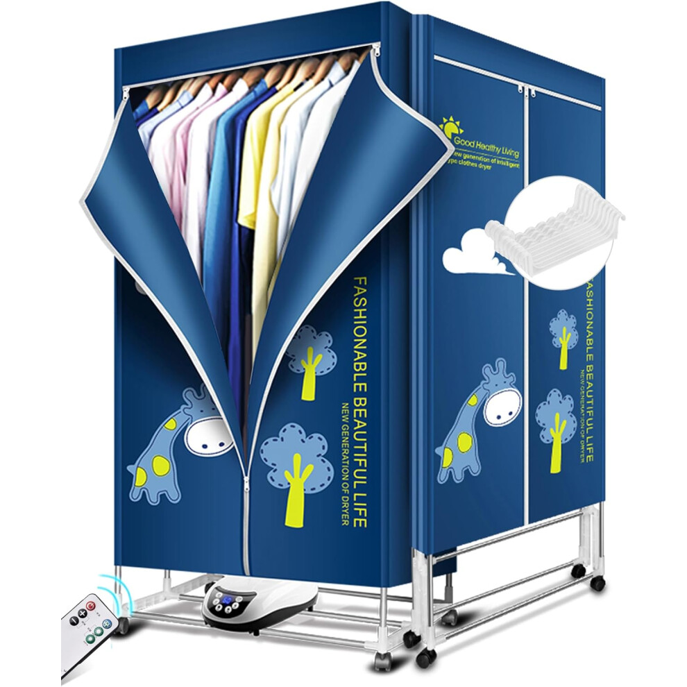 Heated Clothes Airer, 1500W-1.7 Meters Height Electric Clothes Dryer (Anion) with Remote Control, 2-Tier Foldable Clothes Dryer with 240 Mins Timer