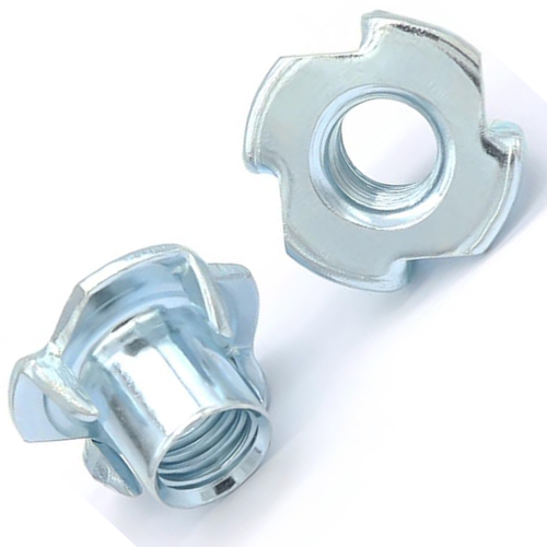 Captive Four Pronged Steel T-Nuts Threaded Insert Fasteners 1