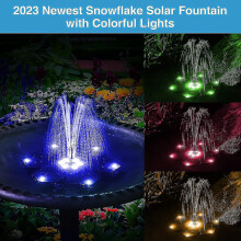 Solar Fountain Led Lights, 3.5w Snowflake Solar Powered Fountain Pump with 7 Nozzle & 4 Fixer, Solar Fountain Pump Outdoor