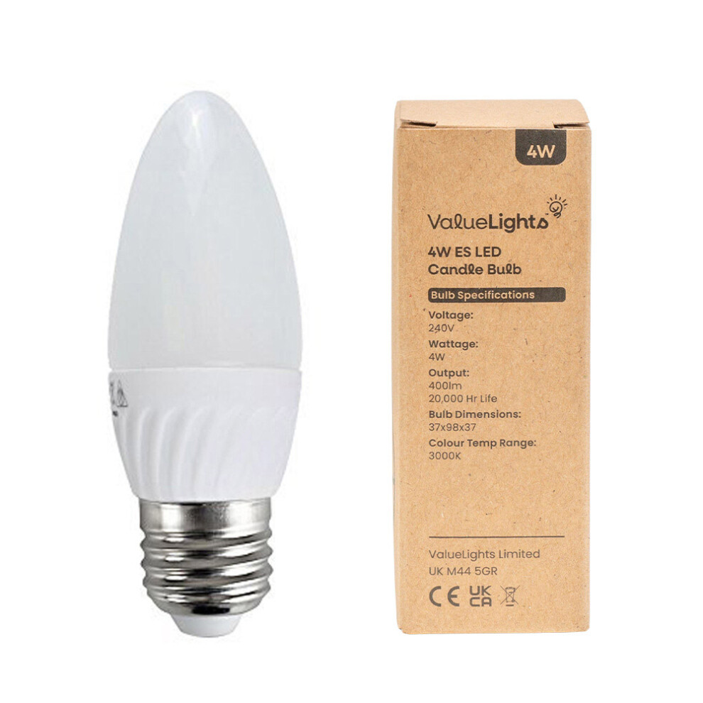 Pack of 10 Thermal Plastic 4w High Power LED ES E27 40w Replacement Frosted Opal Candle Bulbs - 3000K Warm White