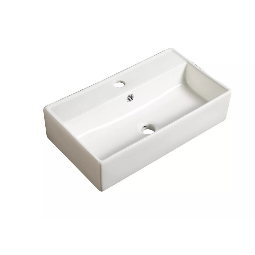 (Basin 550 X 310 X 130 mm) Bathroom Wash Sink Basin Wall Hung Rectangular Ceramic Countertop White 390-510