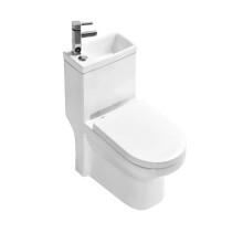 2 in 1 Close Coupled Toilet with Sink on Top Basin Tap Cloakroom Space Saving WC