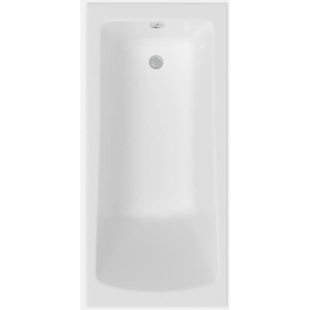 (Square Single End 1600 x 700mm) Modern Bathroom Single & Double Ended Straight Bath Gloss White Acrylic Bathtub