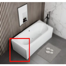 (End Panel 700mm) Modern Bathroom Single & Double Ended Straight Bath Gloss White Acrylic Bathtub